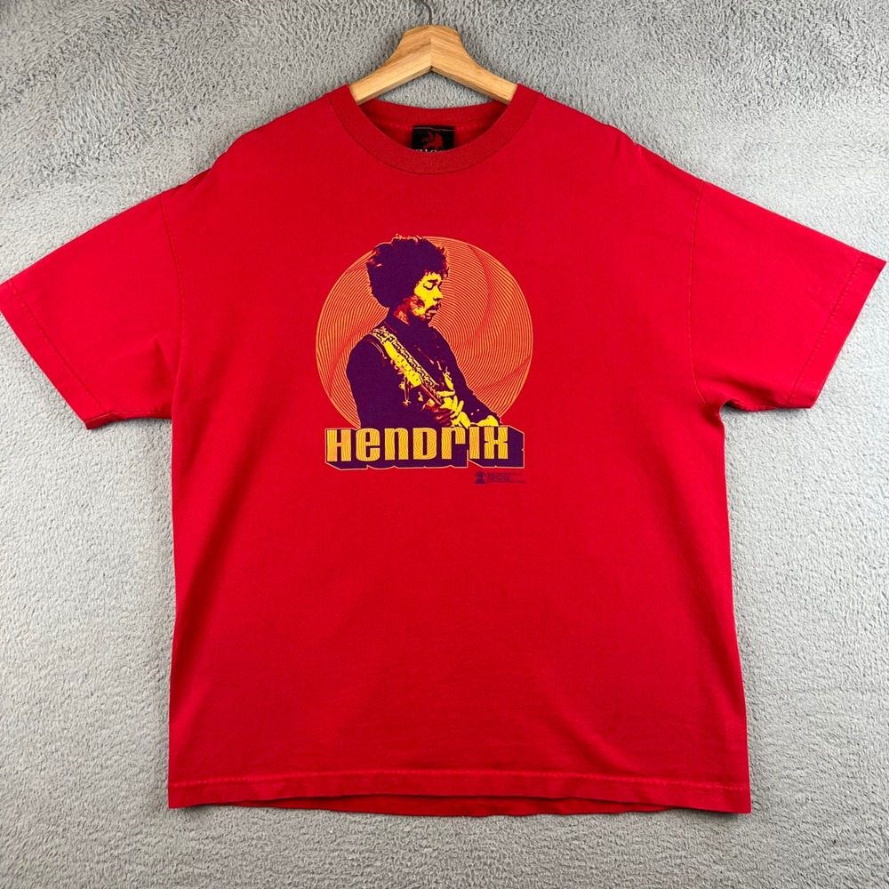 Zion Rootswear Jimi Hendrix Red Graphic T-Shirt Mens Large 2001 Vintage